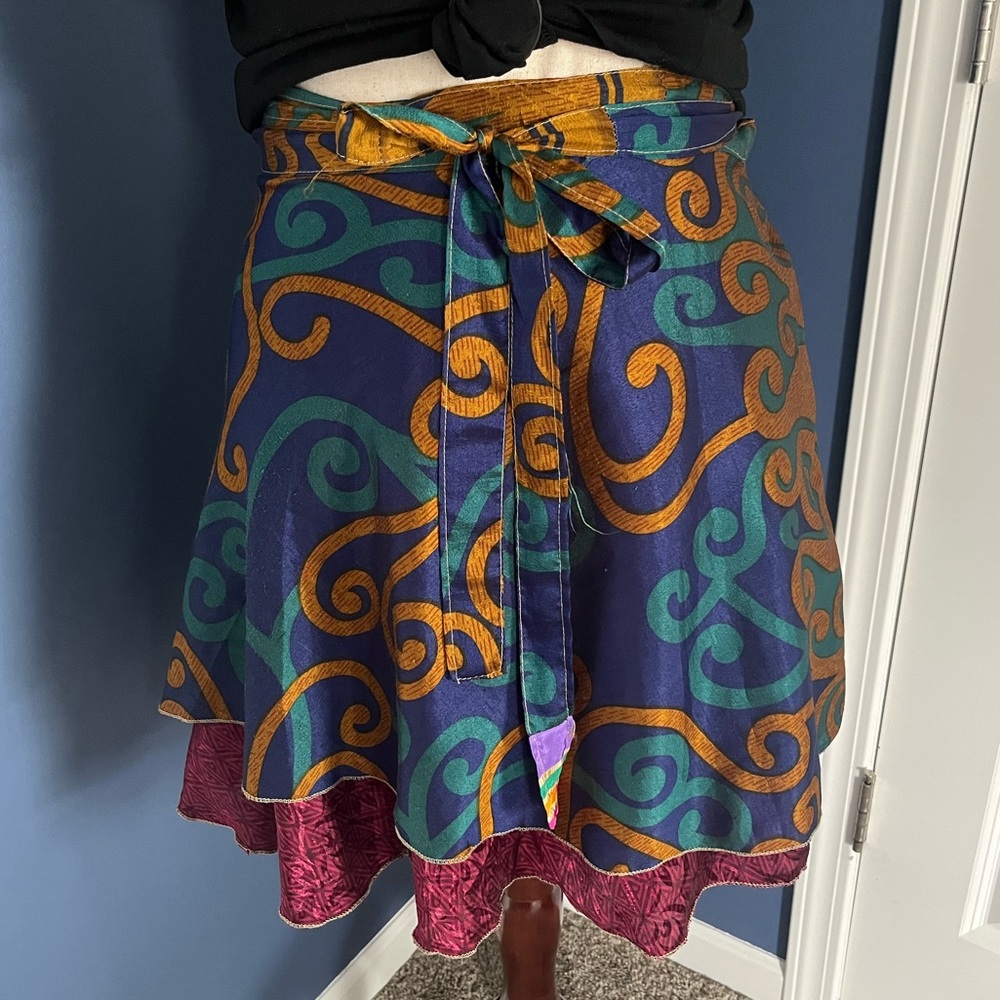 Darn Good Yarn Reversible Wrap Mini Skirt